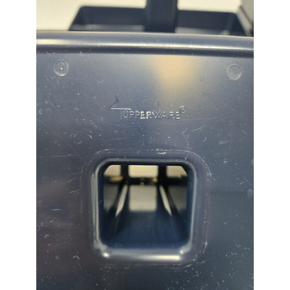 VINTAGE TUPPERWARE 4 PIECE STACKABLE JEWELRY DESK ORGANIZER NAVY BLUE SET OF 2